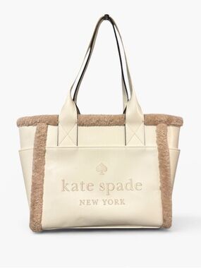 Kate Spade New York Jett Faux Shearling Tote in Meringue Large New with Tags